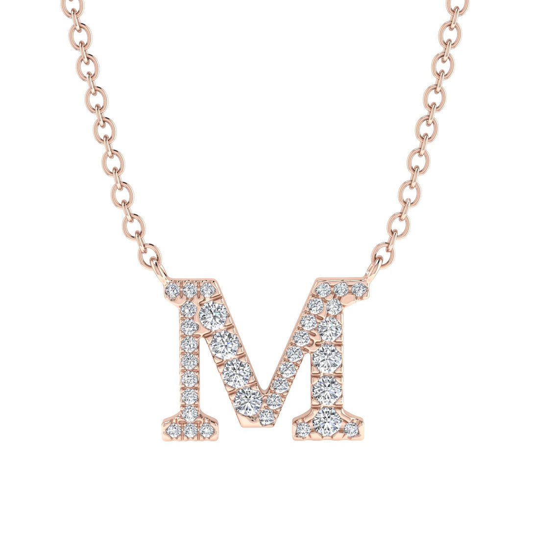Diamond Gold Initial Necklace - M